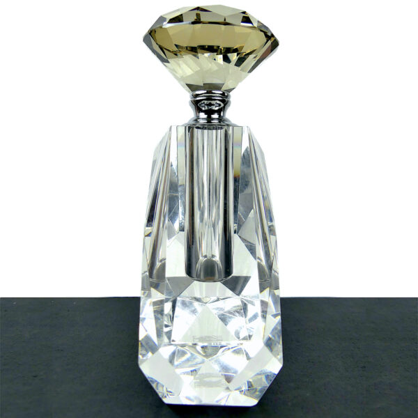 Flacon de parfum triangulaire massif facetté en cristal Design italien (profil)