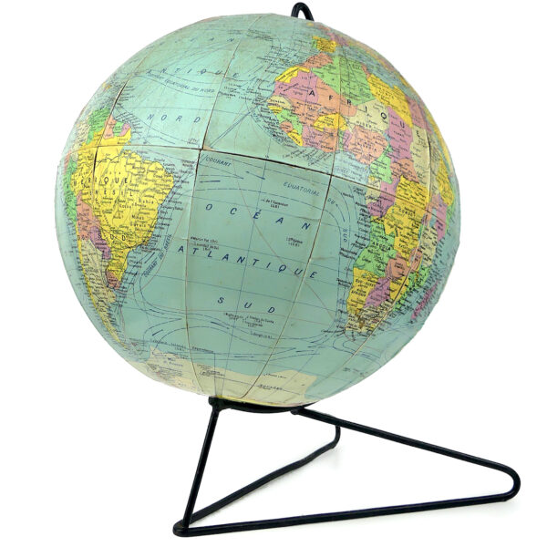 Globe terrestre trépied des années 60 Globe Girard & Barrère Paris (3/4)