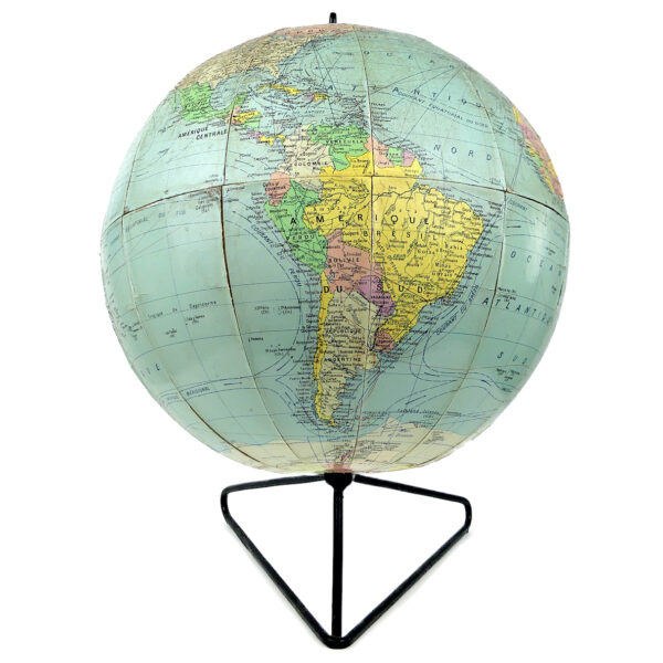 Globe terrestre trépied des années 60 Globe Girard & Barrère Paris (face)