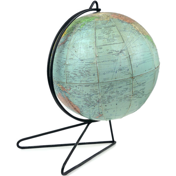 Globe terrestre trépied des années 60 Globe Girard & Barrère Paris (3/4 dos)