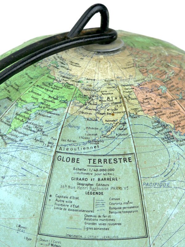 Globe terrestre trépied des années 60 Globe Girard & Barrère – Image 2