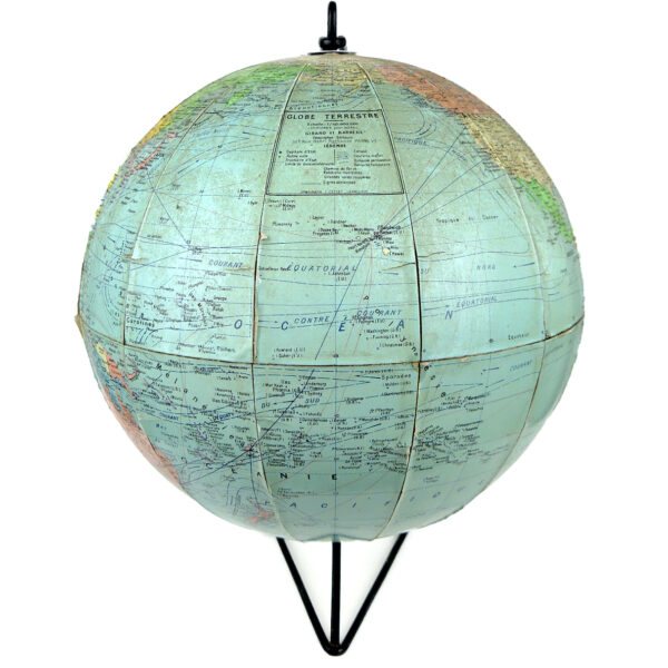 Globe terrestre trépied des années 60 Globe Girard & Barrère Paris (face)