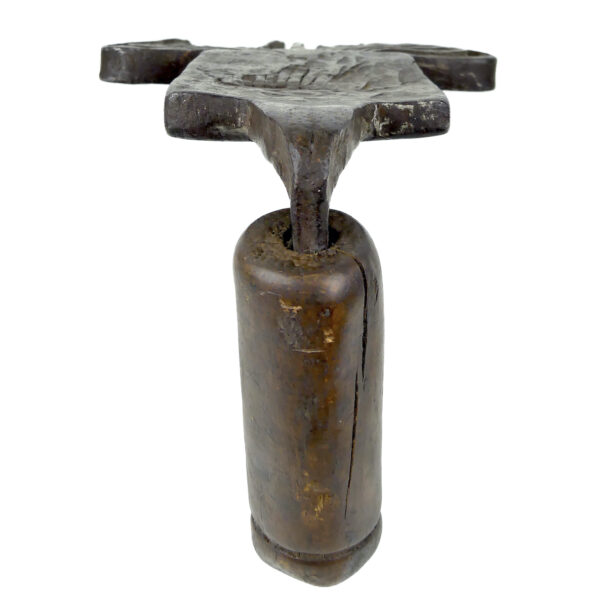 Peigne de tisserand berbère en fer forgé et bois Outil traditionnel ancien (dessus)