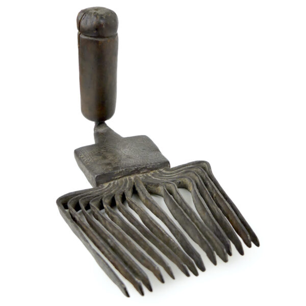 Peigne de tisserand berbère en fer forgé et bois Outil traditionnel ancien (3/4)