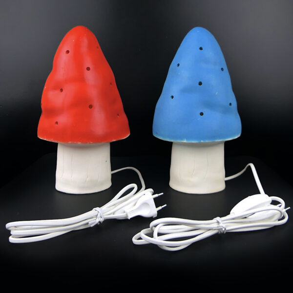 Paire de veilleuses Champignons HEIGO vintage Allemagne (face)
