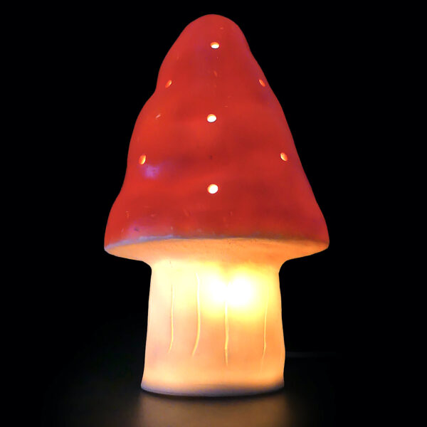 Paire de veilleuses Champignons HEIGO vintage Allemagne (rouge allumée)