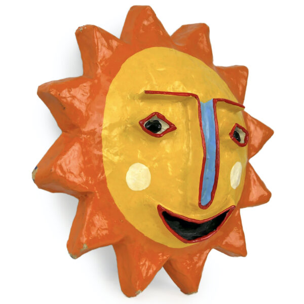 Masque solaire en papier mâché de Gina Truex Folk Art USA 80s (3/4)