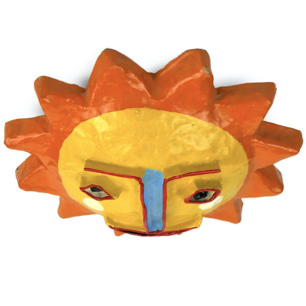 Masque solaire en papier mâché de Gina Truex Folk Art USA 80s (dessus 3/4)