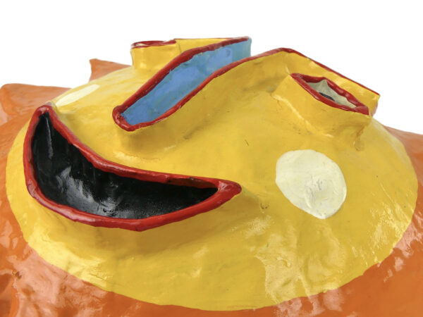 Masque solaire en papier mâché de Gina Truex Folk Art USA 80s (détail)