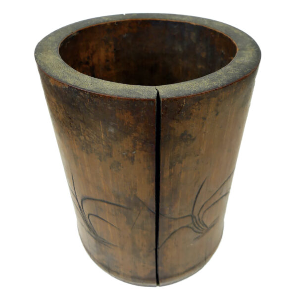 Pot à pinceaux chinois ancien en bambou sculpté Art chinois (dos)