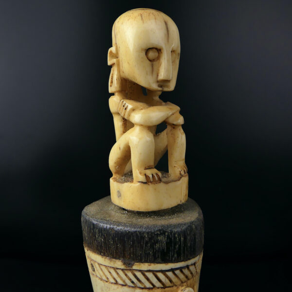 Boîte à médecine chamanique en os de bovin sculpté et bois - Timor (détail)