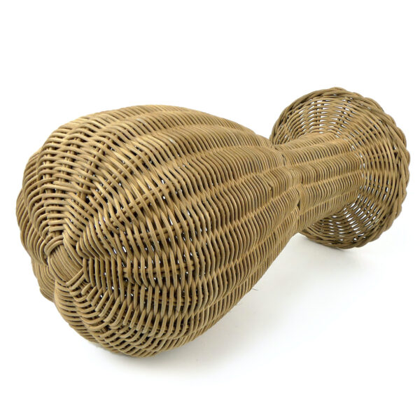 Porte chapeau vintage marotte en osier tressé et rotin Mi-XXe (dessus 3/4)