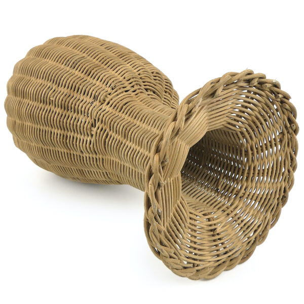 Porte chapeau vintage marotte en osier tressé et rotin Mi-XXe (dessous 3/4)