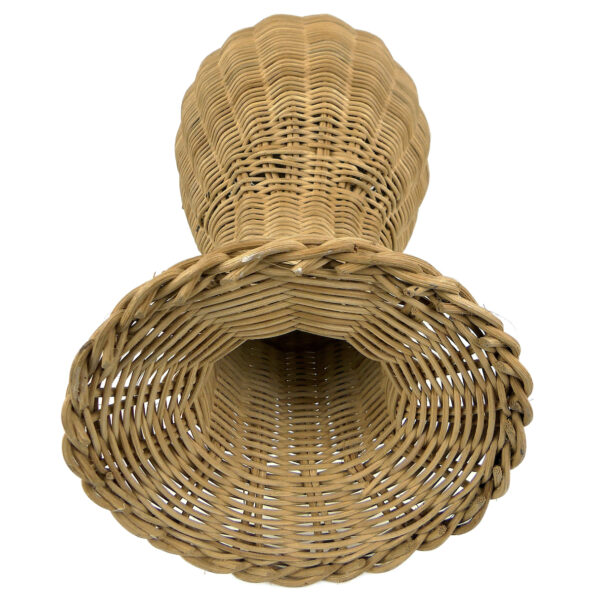 Porte chapeau vintage marotte en osier tressé et rotin Mi-XXe (dessous 3/4)