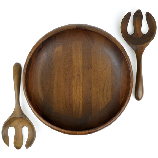 Service à salade vintage scandinave en teck Design danois ESA (dessus)
