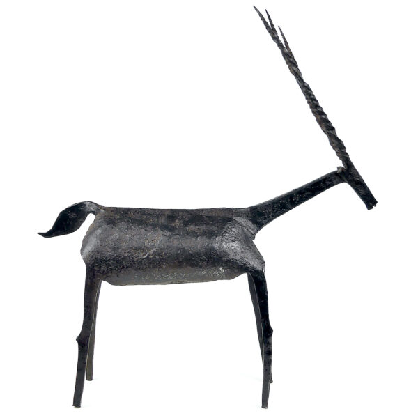 Sculpture de cerf en fer forgé Ferronnerie Art populaire Mi-XXe (profil)