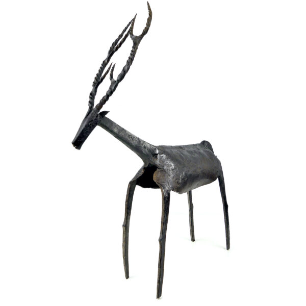 Sculpture de cerf en fer forgé Ferronnerie Art populaire Mi-XXe (3/4)