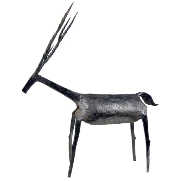 Sculpture de cerf en fer forgé Ferronnerie Art populaire Mi-XXe (profil)
