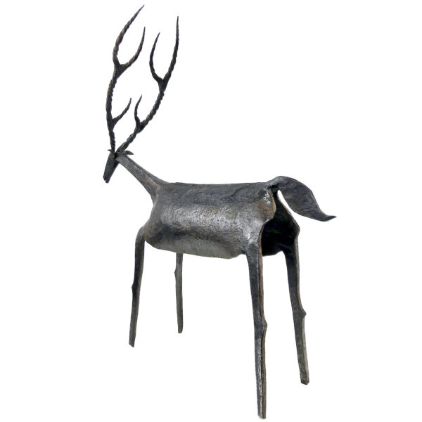 Sculpture de cerf en fer forgé Ferronnerie Art populaire Mi-XXe (3/4 dos)