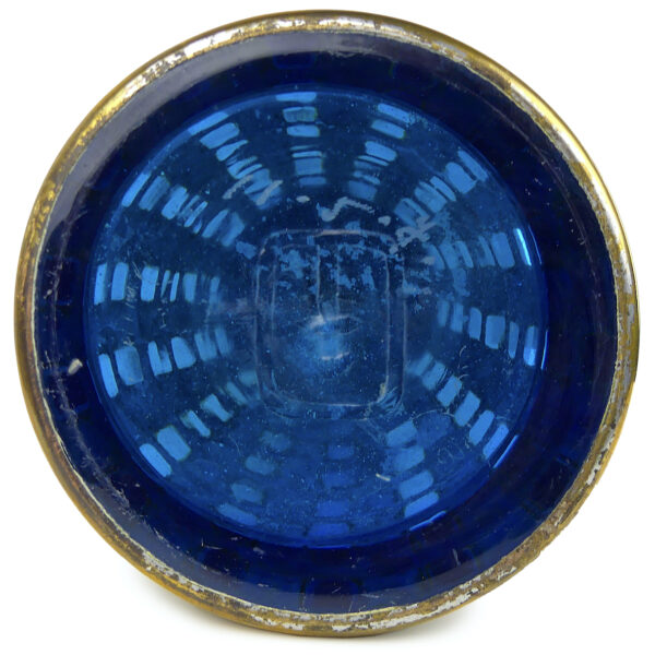 Grand siphon à eau de Seltz bleu et doré Bouteille de collection Paris (dessous)