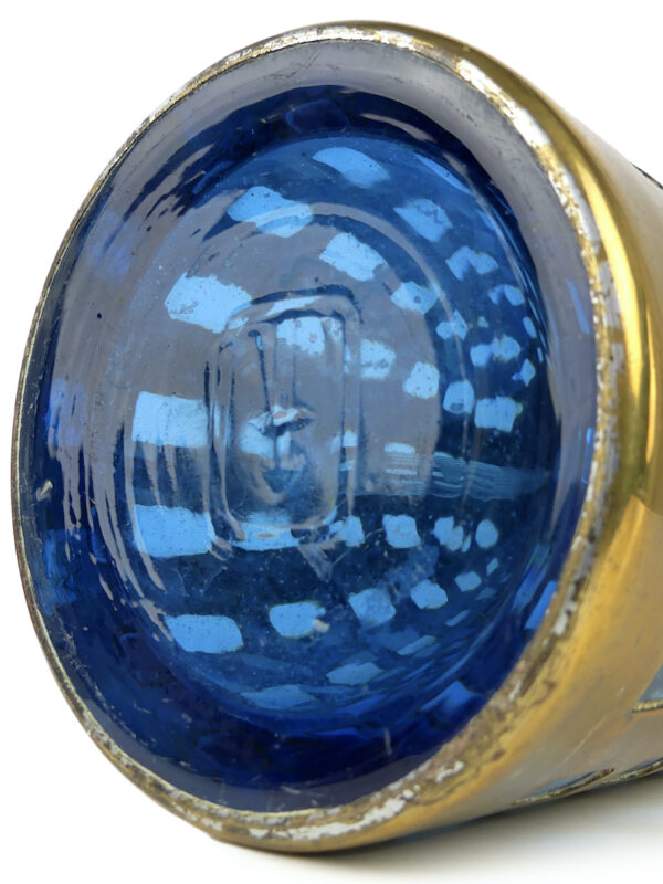 Grand siphon à eau de Seltz bleu et doré Bouteille de collection Paris (détail)