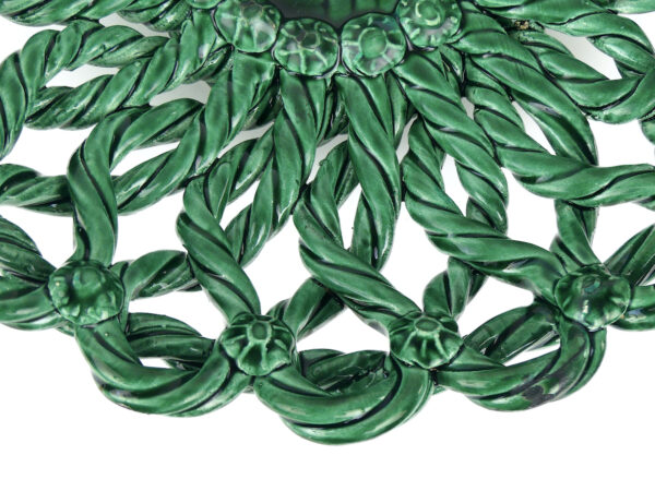 Coupe à fruits Massier en céramique tressée verte Vallauris Années 50 (détail)
